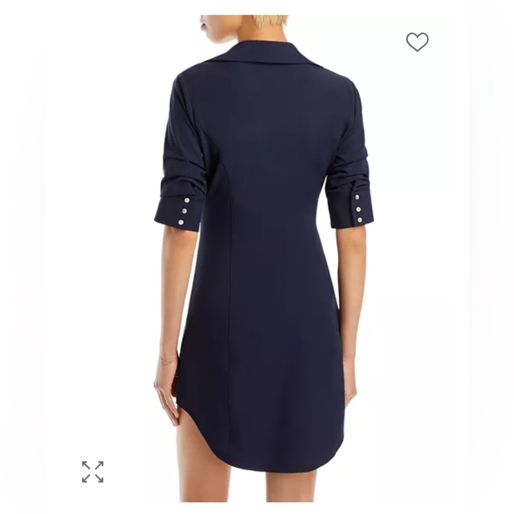 Cinq Γ Sept Dark Elina Gathered Mini-Shirtdress, Navy, Size 6 - Picture 3 of 10
